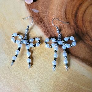 Handmade dangle earrings, ribbon style earrings